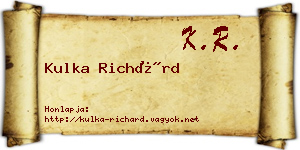 Kulka Richárd névjegykártya
